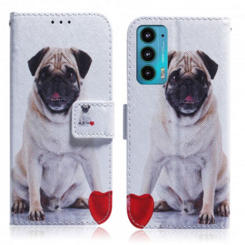 Læder Cover Motorola Edge 20 Telefon Etui Pug Dog