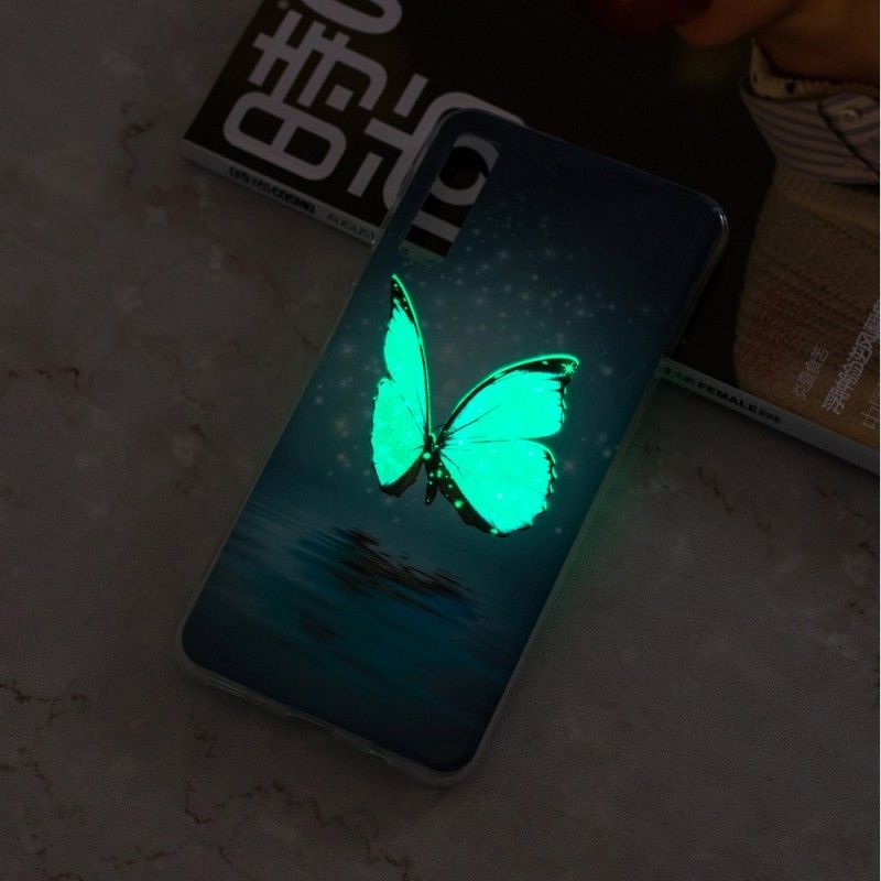 Cover Samsung Galaxy A7 Fluorescerende Blå Sommerfugl