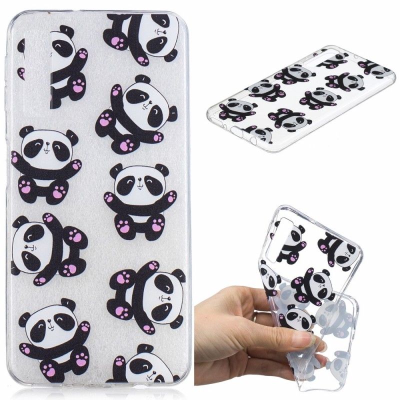 Cover Samsung Galaxy A7 Gennemsigtige Pandaer Har Det Sjovt Beskyttelse