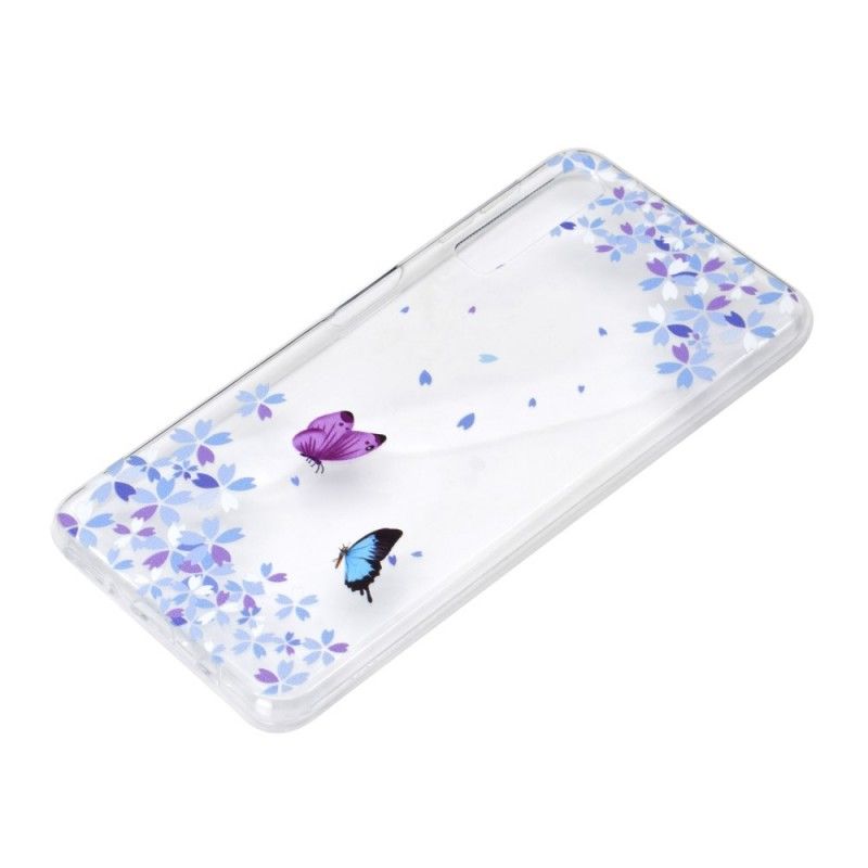 Cover Samsung Galaxy A7 Gennemsigtige Sommerfugle Og Blomster Beskyttelse