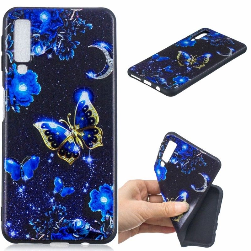 Cover Samsung Galaxy A7 Gylden Sommerfugl Beskyttelse