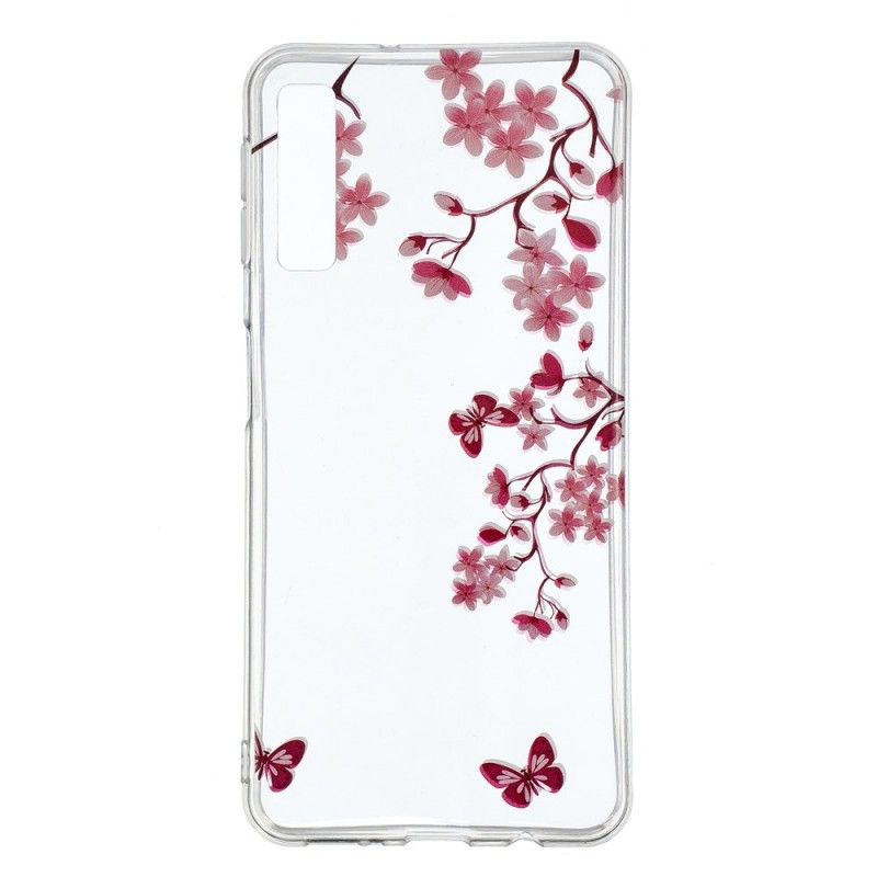 Cover Samsung Galaxy A7 Mobilcover Gennemsigtigt Blomstrende Træ