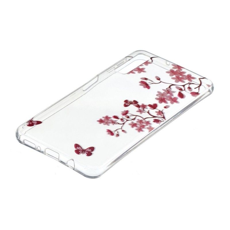 Cover Samsung Galaxy A7 Mobilcover Gennemsigtigt Blomstrende Træ