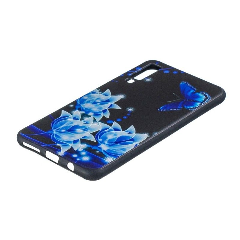 Cover Samsung Galaxy A7 Sommerfugl Og Blå Blomster