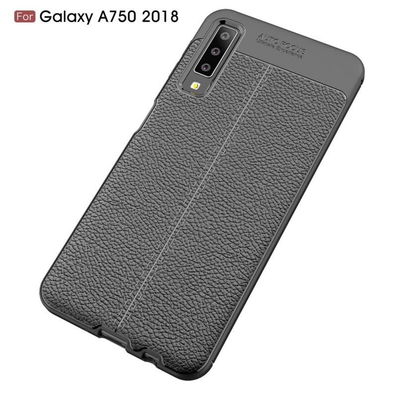 Cover Samsung Galaxy A7 Sort Dobbeltlinjeret Lychee-Lædereffekt Beskyttelse