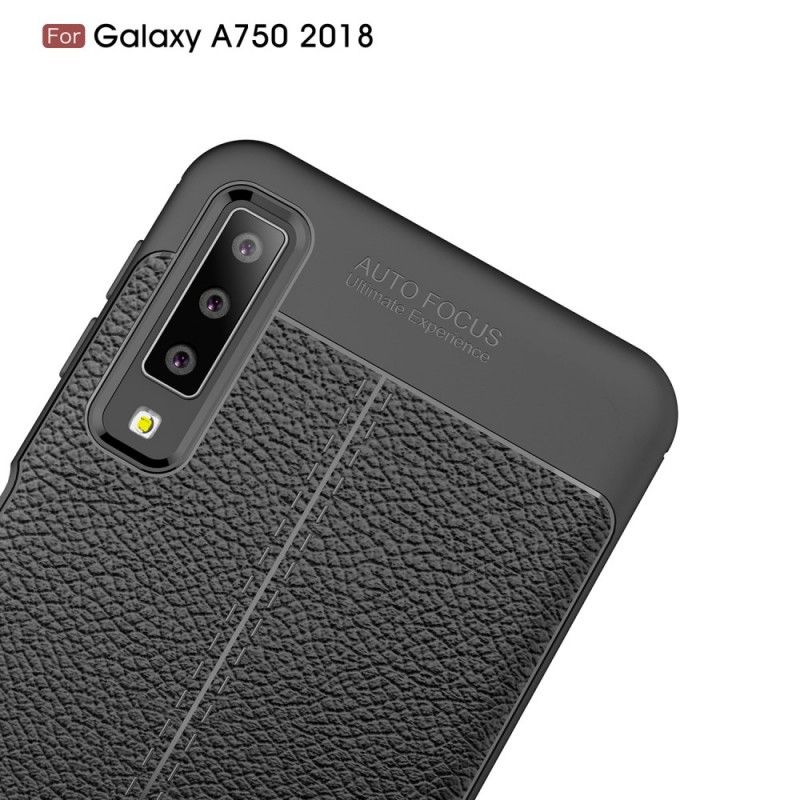 Cover Samsung Galaxy A7 Sort Dobbeltlinjeret Lychee-Lædereffekt Beskyttelse