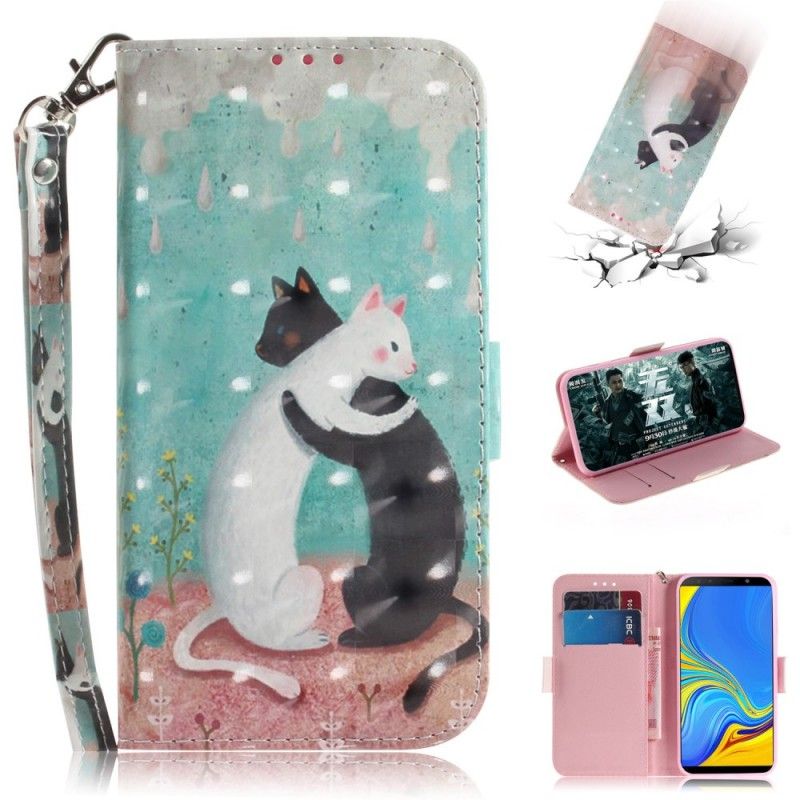 Flip Cover Læder for Samsung Galaxy A7 Thong Cat Friends