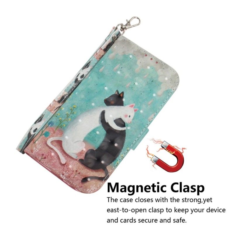 Flip Cover Læder for Samsung Galaxy A7 Thong Cat Friends