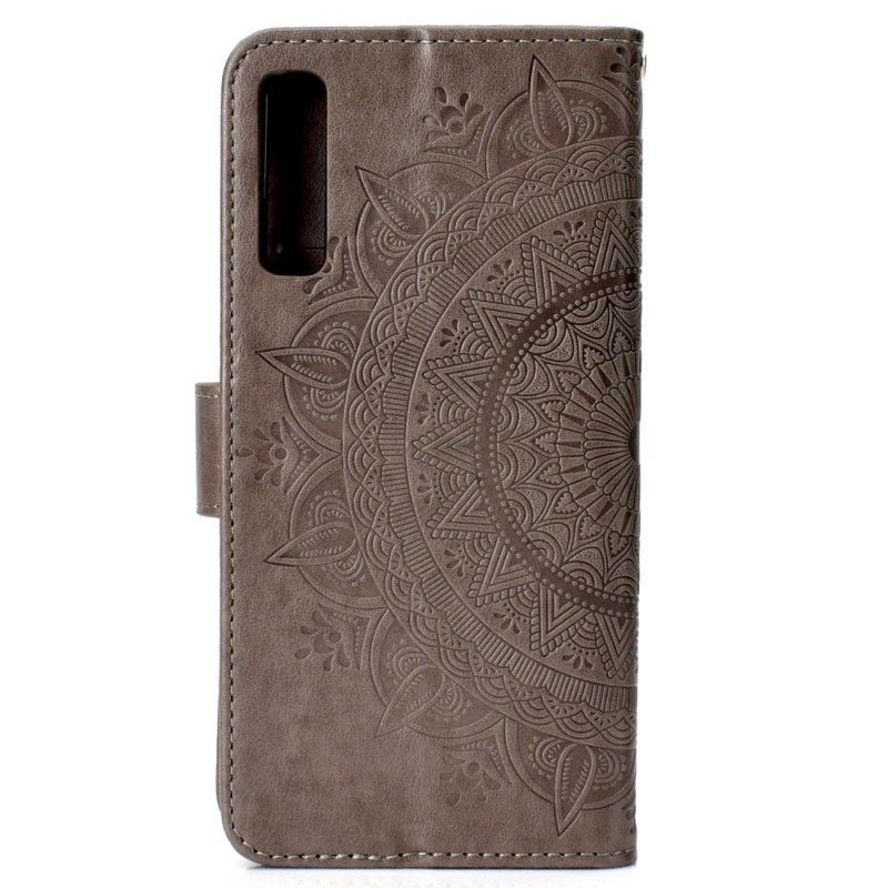 Flip Cover Læder Samsung Galaxy A7 Grå Solmandala Original