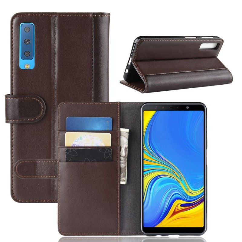 Flip Cover Læder Samsung Galaxy A7 Sort Delt Læder Original