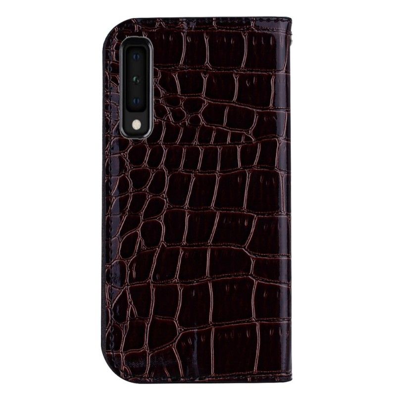 Læder Cover Samsung Galaxy A7 Sort Krokodillehud Og Glittereffekt