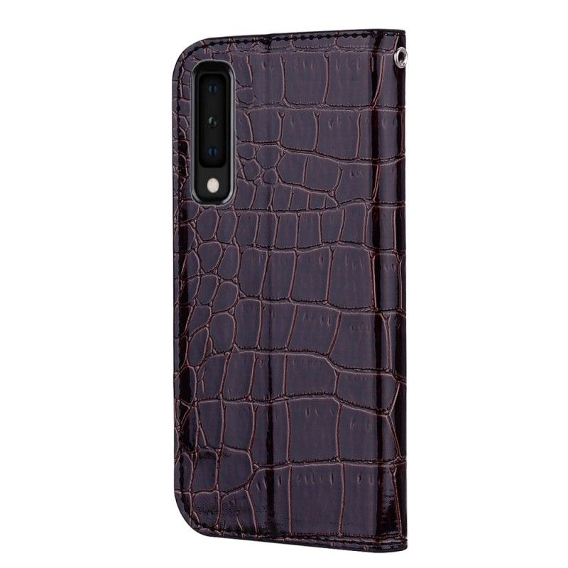 Læder Cover Samsung Galaxy A7 Sort Krokodillehud Og Glittereffekt