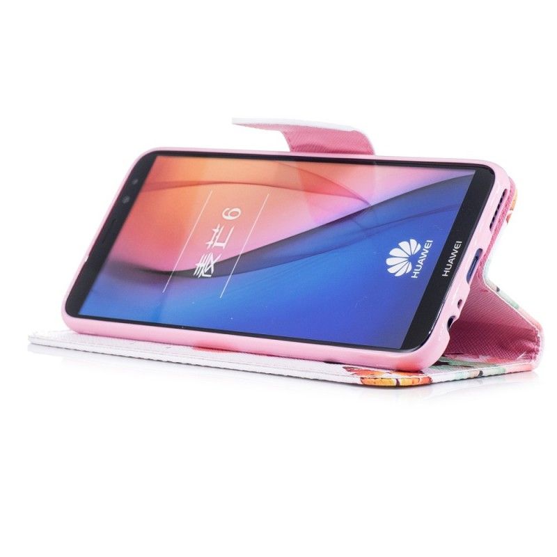 Flip Cover Huawei Mate 10 Lite Pink Malede Sommerfugle Og Blomster