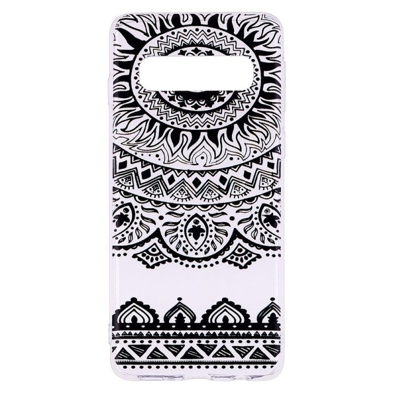 Cover for Samsung Galaxy S10 Gennemsigtig Blomstermandala