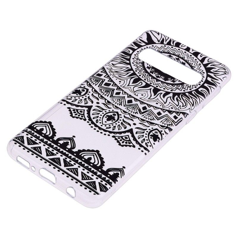 Cover for Samsung Galaxy S10 Gennemsigtig Blomstermandala