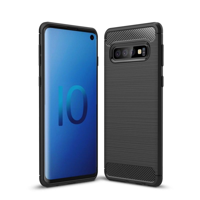 Cover for Samsung Galaxy S10 Sort Børstet Kulfiber