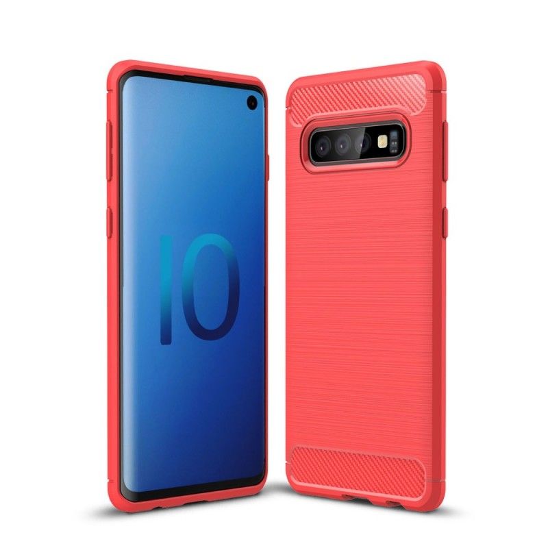 Cover for Samsung Galaxy S10 Sort Børstet Kulfiber