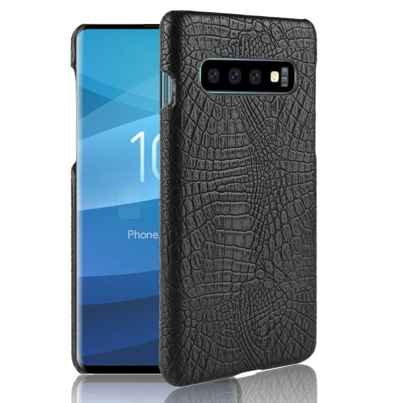 Cover for Samsung Galaxy S10 Sort Krokodillehudeffekt