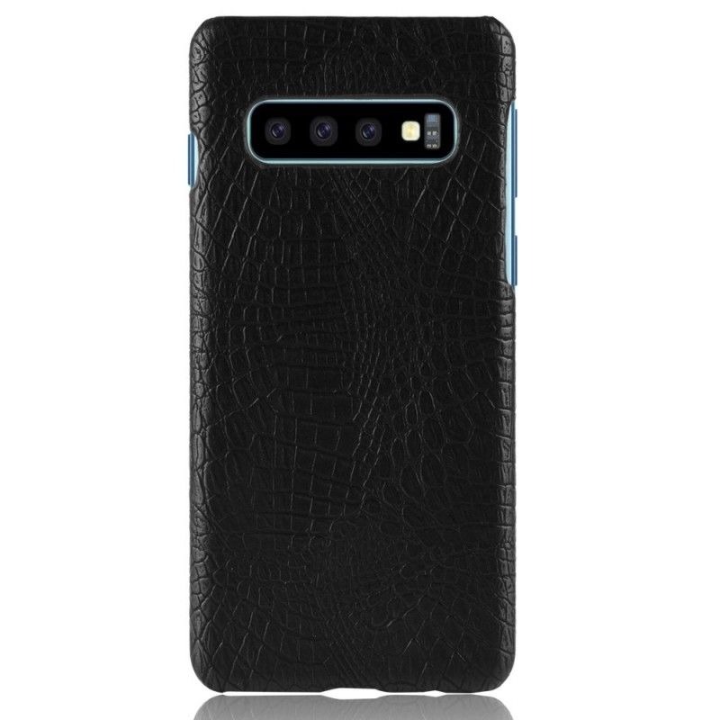 Cover for Samsung Galaxy S10 Sort Krokodillehudeffekt