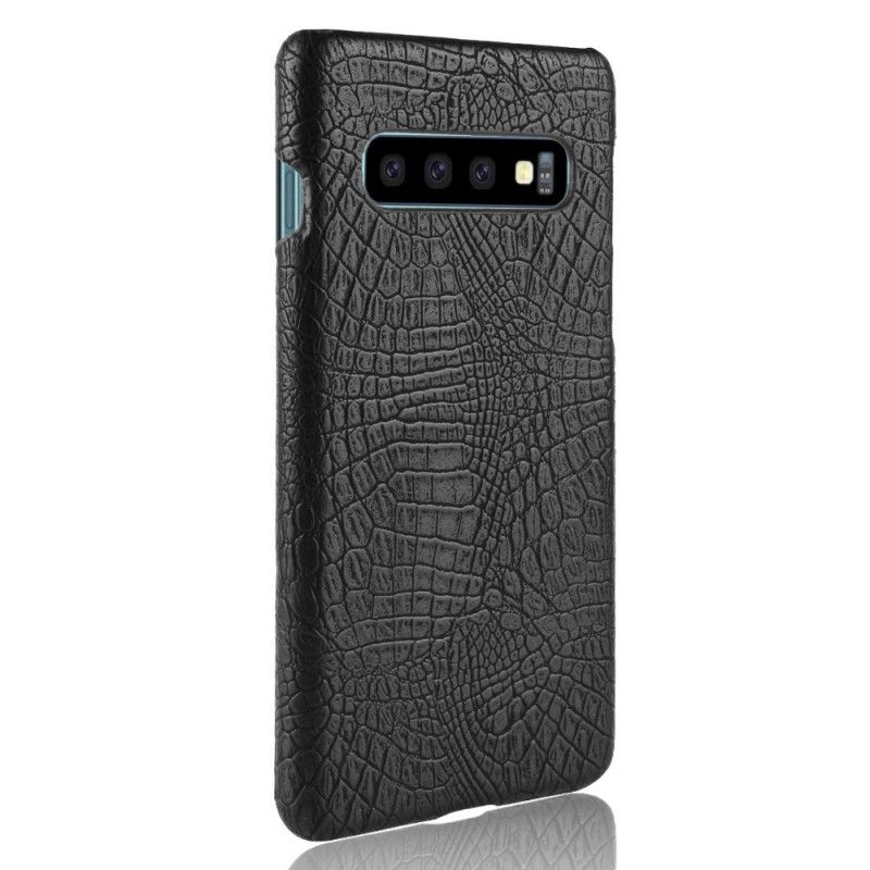 Cover for Samsung Galaxy S10 Sort Krokodillehudeffekt