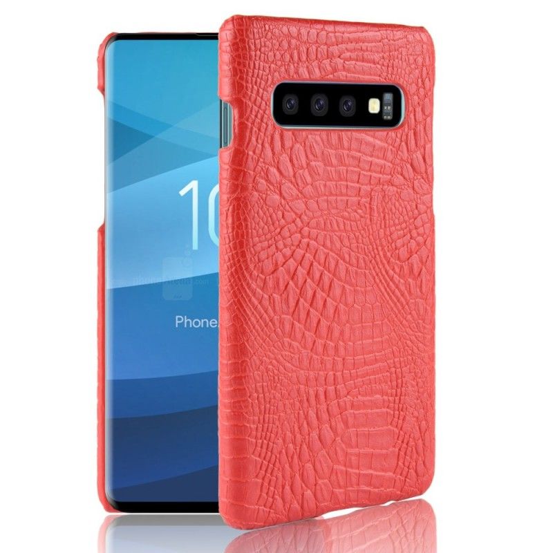 Cover for Samsung Galaxy S10 Sort Krokodillehudeffekt