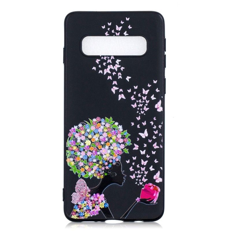 Cover Samsung Galaxy S10 Kvinde Med Et Blomstret Hoved Original