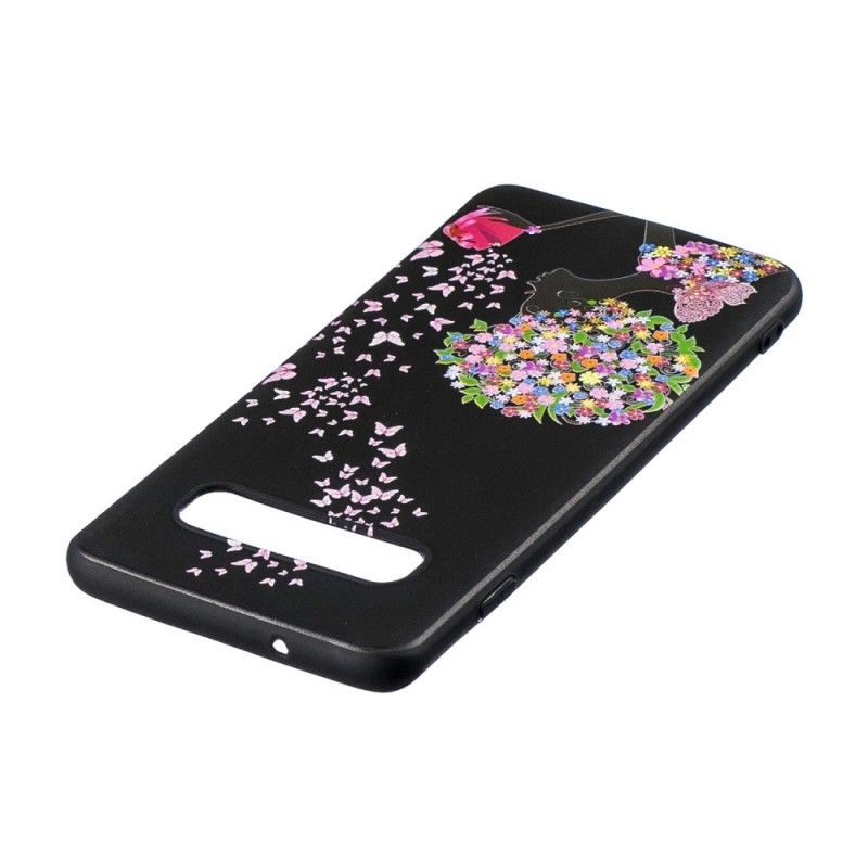 Cover Samsung Galaxy S10 Kvinde Med Et Blomstret Hoved Original