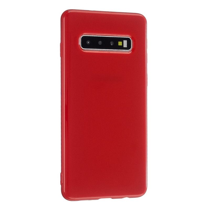 Cover Samsung Galaxy S10 Rød Skinnende Og Smidig