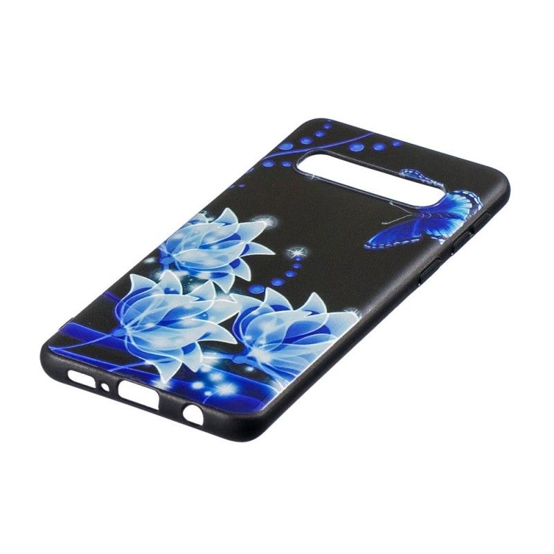 Cover Samsung Galaxy S10 Sommerfugl Og Blå Blomster