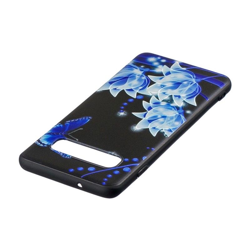 Cover Samsung Galaxy S10 Sommerfugl Og Blå Blomster