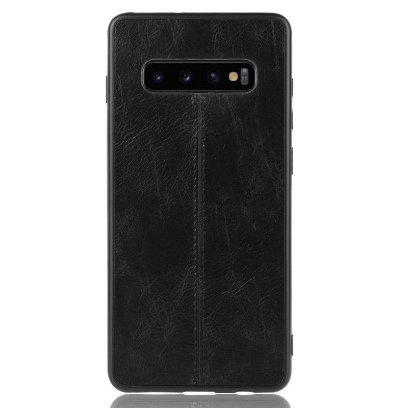 Cover Samsung Galaxy S10 Sort Syet Lædereffekt Original