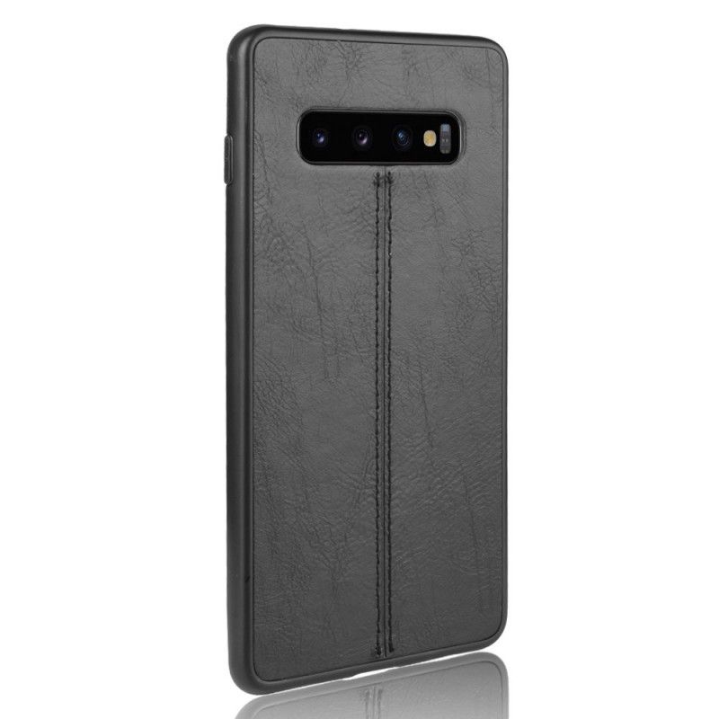 Cover Samsung Galaxy S10 Sort Syet Lædereffekt Original