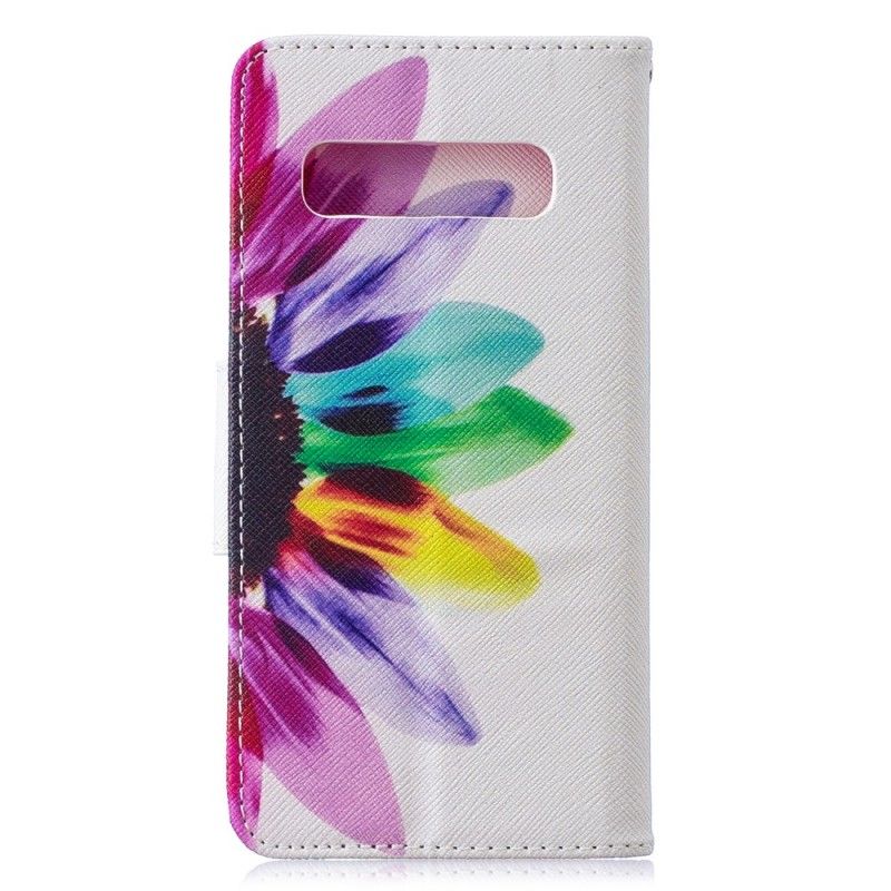 Flip Cover Læder Samsung Galaxy S10 Akvarelblomst Original