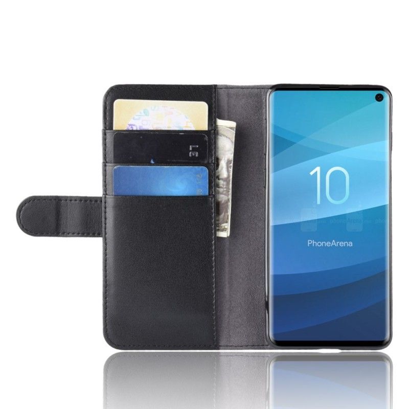 Flip Cover Læder Samsung Galaxy S10 Sort Delt Læder Original