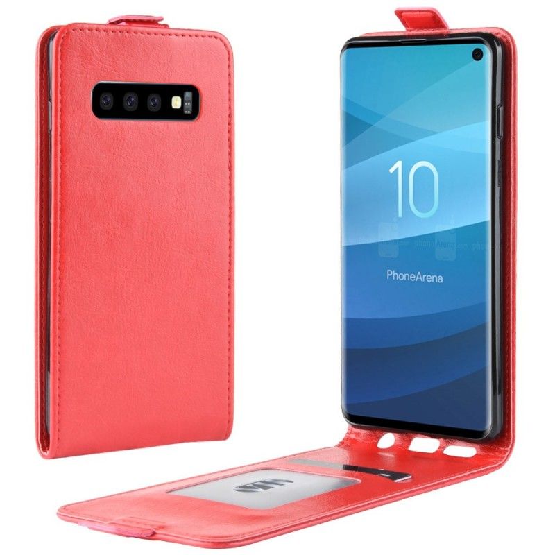 Flip Cover Læder Samsung Galaxy S10 Sort Foldning Af Lædereffekt Original