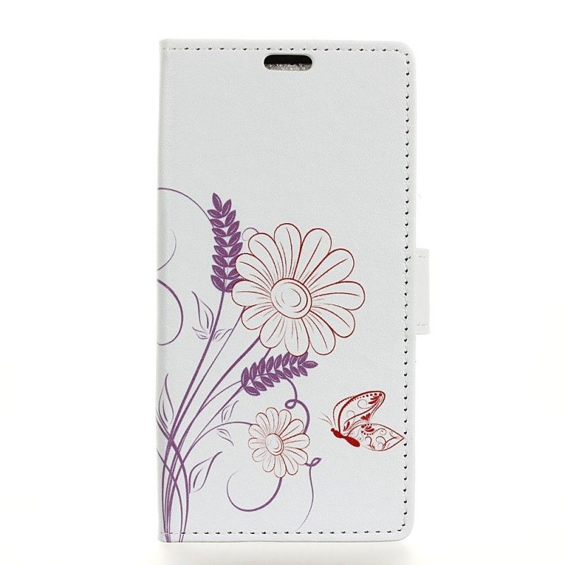 Flip Cover Læder Samsung Galaxy S10 Tegning Af Sommerfugle Og Blomster