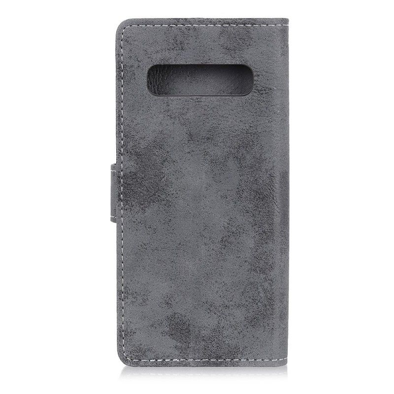 Flip Cover Samsung Galaxy S10 Grå Vintage Lædereffekt