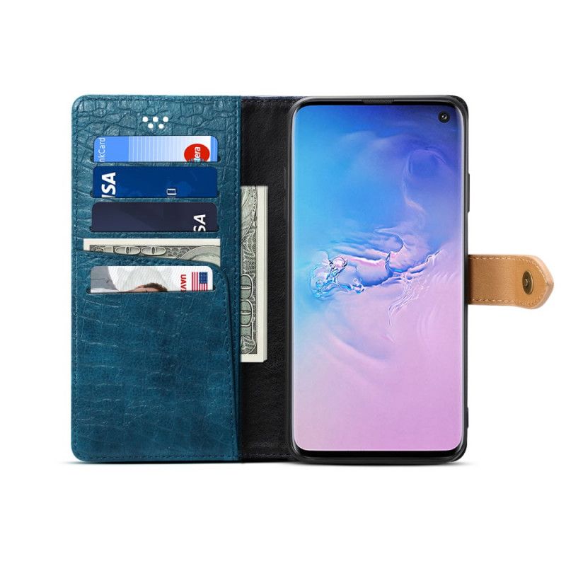 Flip Cover Samsung Galaxy S10 Sort Krokodille Og Bælte