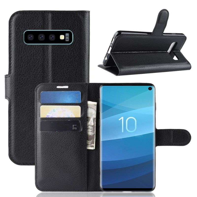 Flip Cover Samsung Galaxy S10 Sort Retro Kunstlæder