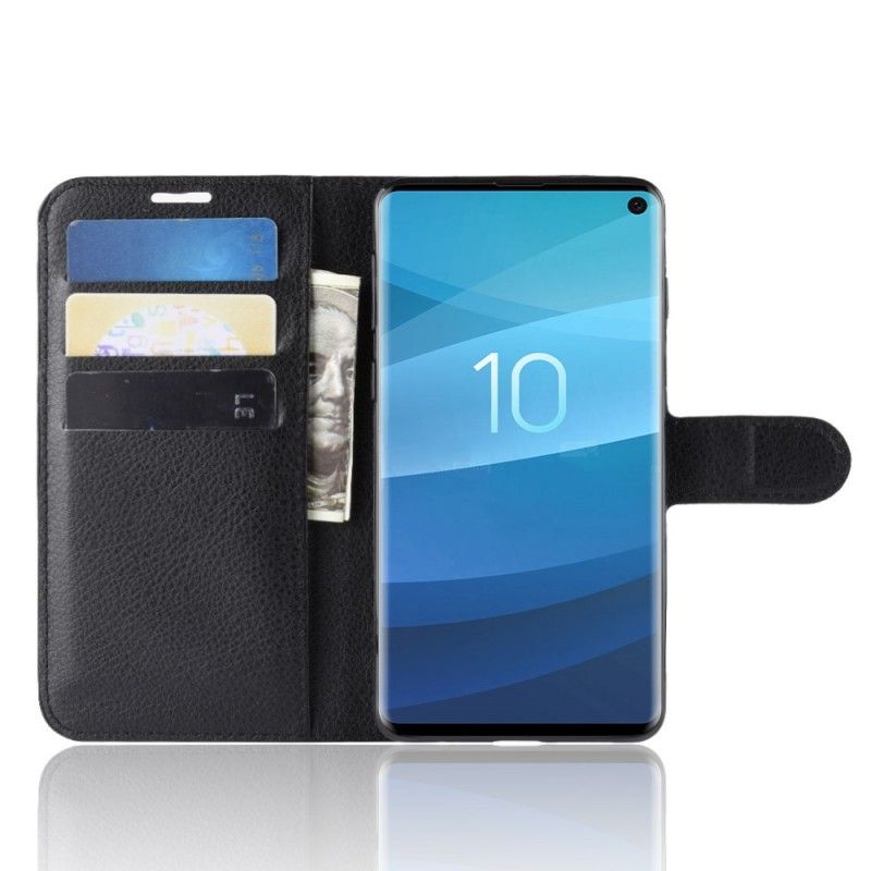 Flip Cover Samsung Galaxy S10 Sort Retro Kunstlæder