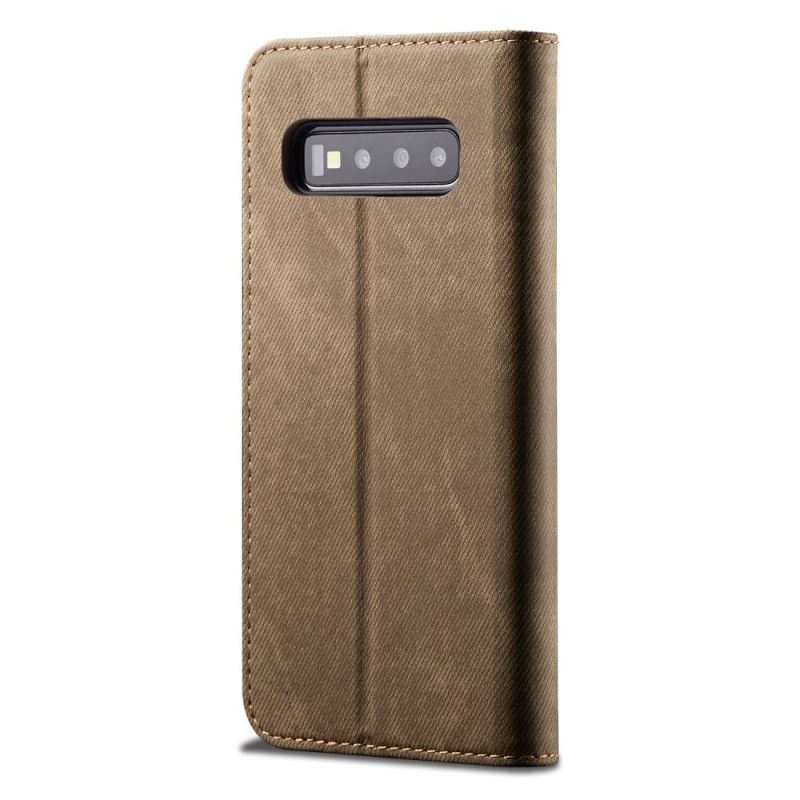 Læder Cover for Samsung Galaxy S10 Sort Jeansstof