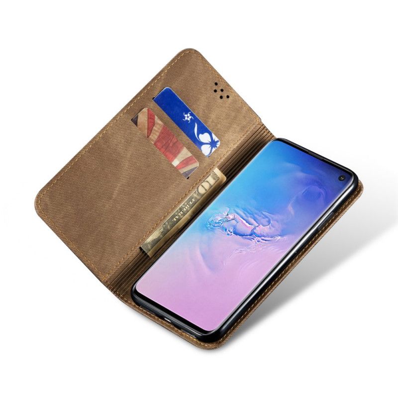 Læder Cover for Samsung Galaxy S10 Sort Jeansstof