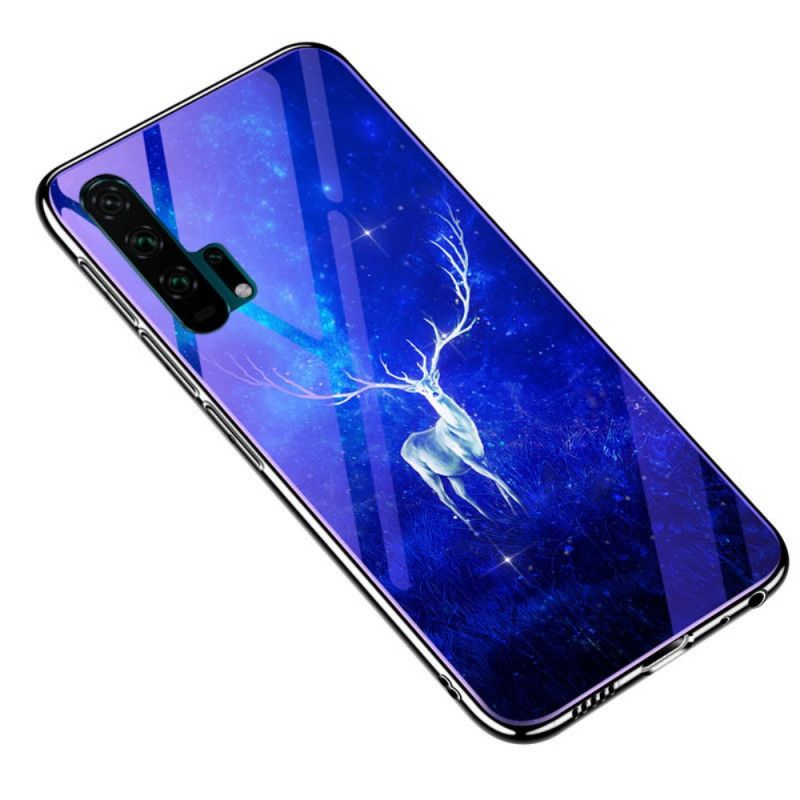 Cover Honor 20 Pro Mørkeblå Mobilcover Hærdet Glas Og Animalsk Silikone