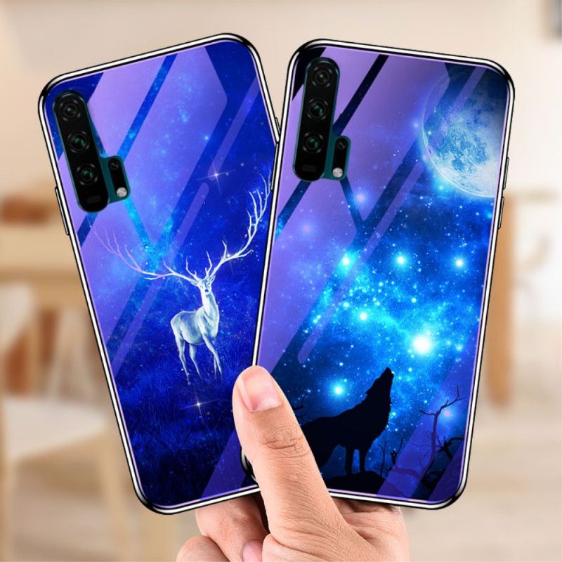 Cover Honor 20 Pro Mørkeblå Mobilcover Hærdet Glas Og Animalsk Silikone