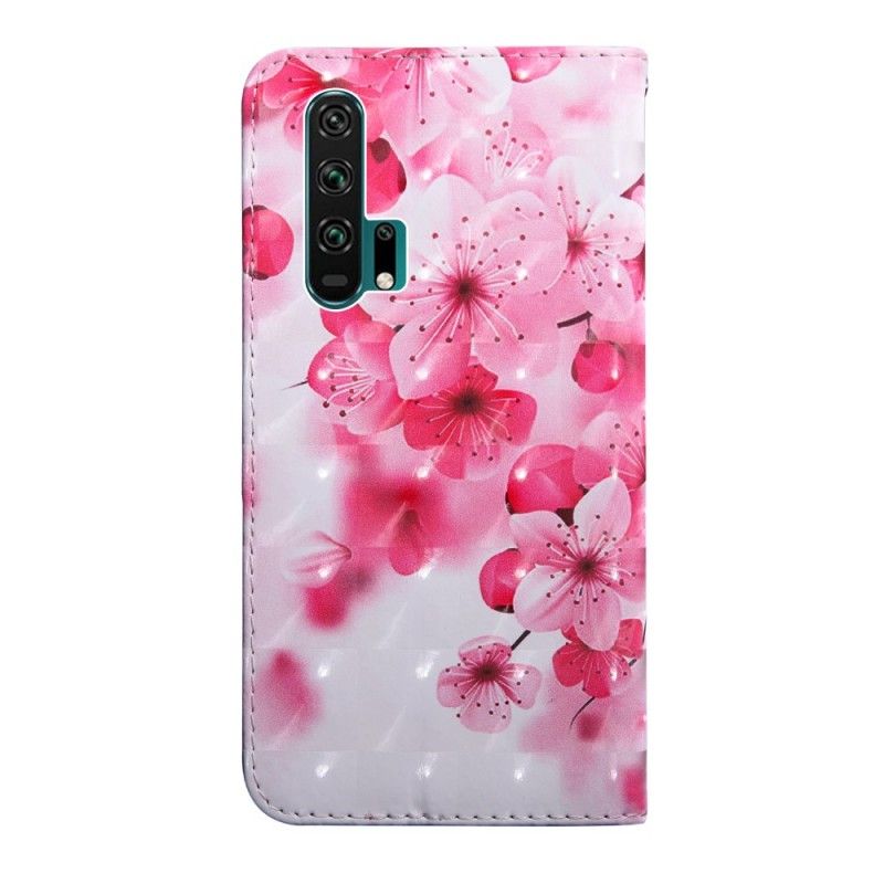 Flip Cover Honor 20 Pro Lyserøde Blomster