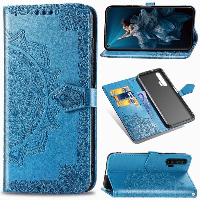 Flip Cover Læder for Honor 20 Pro Sort Middelaldermandala