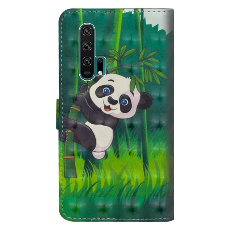 Flip Cover Læder Honor 20 Pro Panda Og Bambus