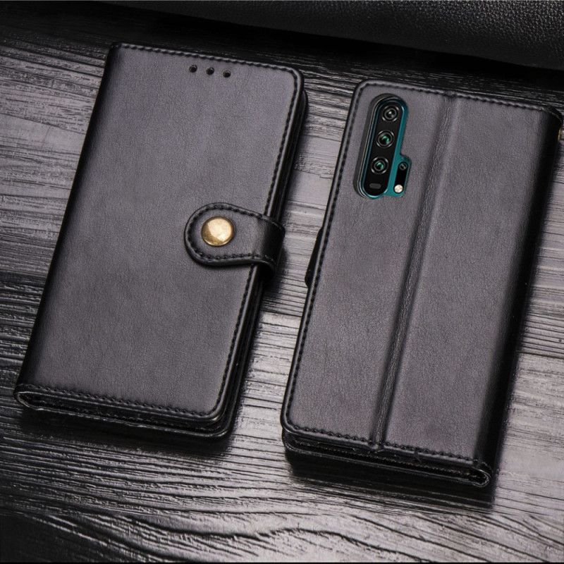 Flip Cover Læder Honor 20 Pro Sort Kunstlæder Og Vintage Lås