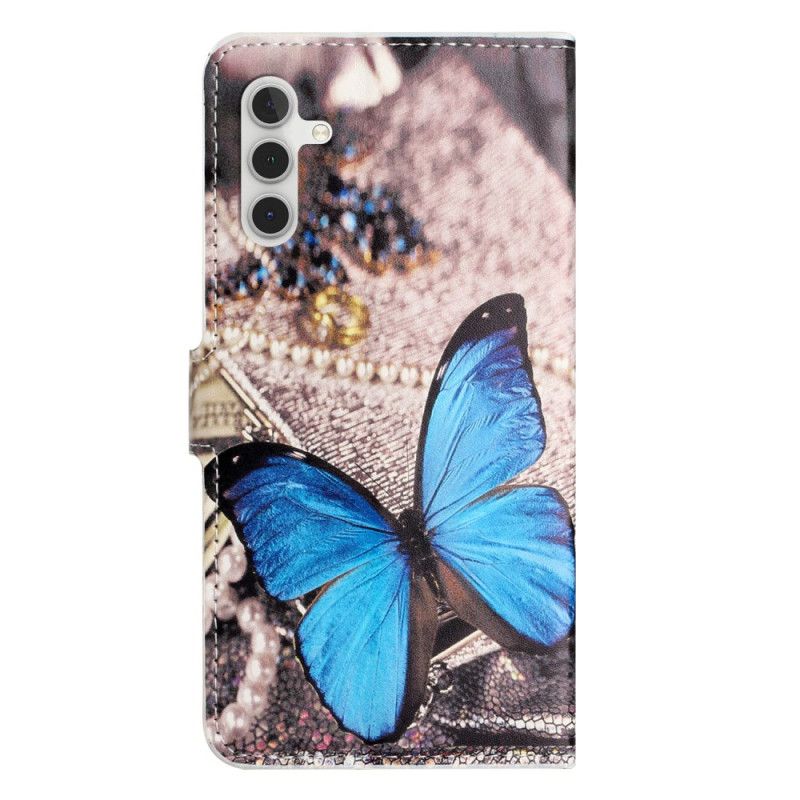 Flip Cover Samsung Galaxy A15 5g Blå Sommerfugl