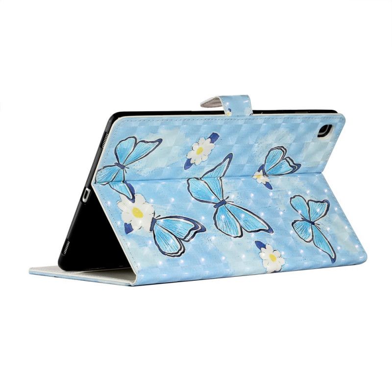 Flip Cover Læder for Samsung Galaxy Tab A7 Blå Sommerfugle